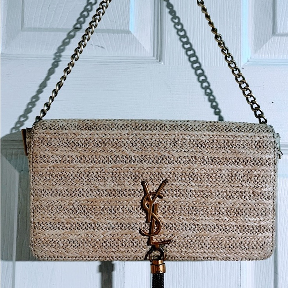 Yves Saint Laurent Gold-Accent Straw Crossbody Bag - Picture 4 of 4